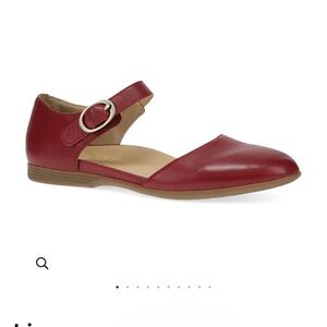 Dansko Liv Red Leather Mary Jane Flats